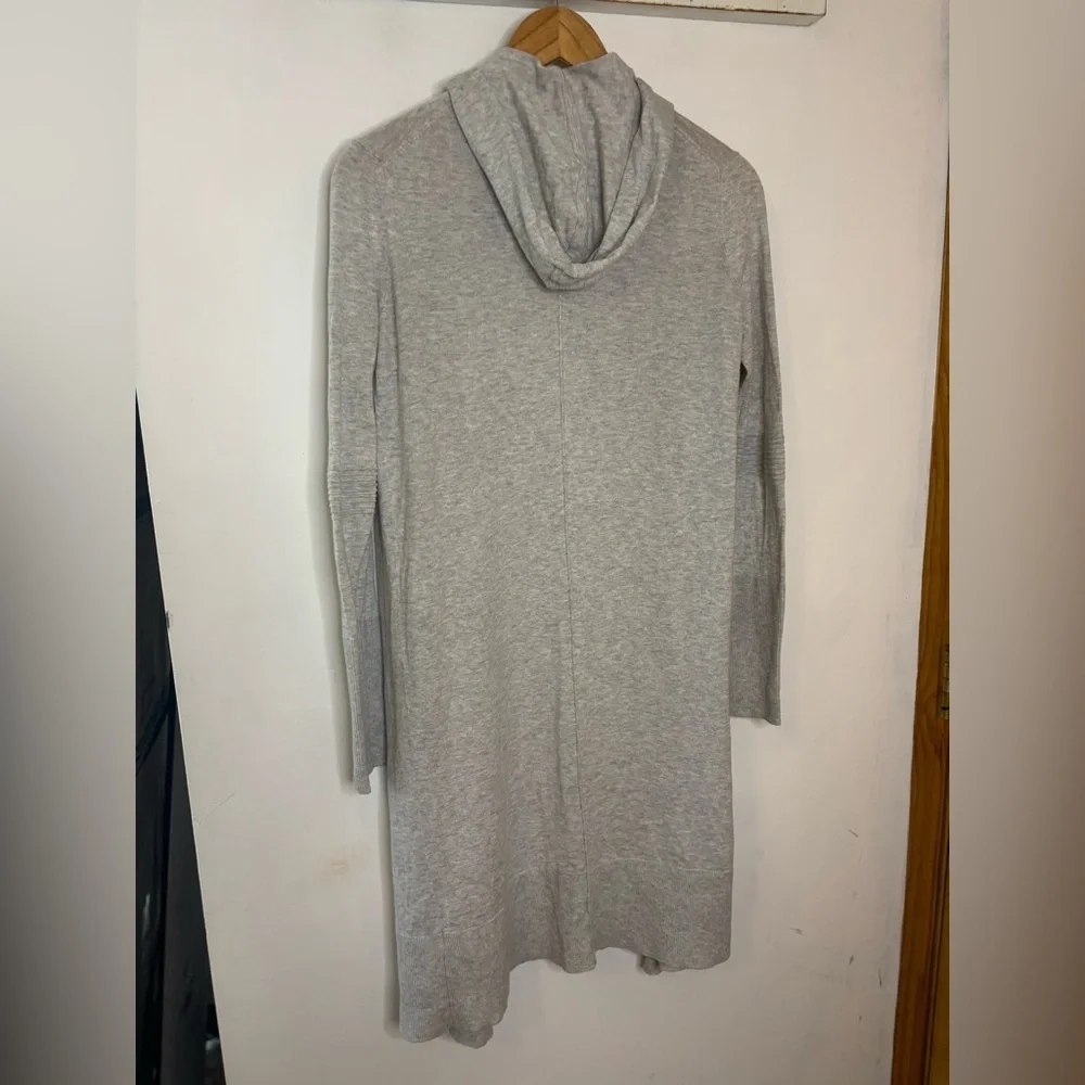 Athleta Light Gray Knit Silk Blend Hooded Longline Cardigan